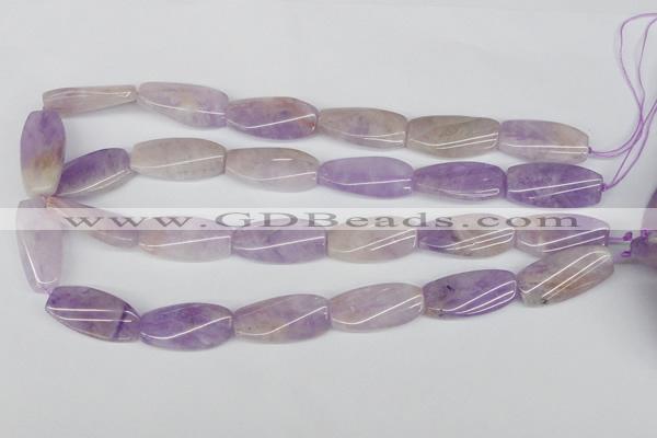 CTW100 15.5 inches 15*30mm twisted rectangle lavender amethyst beads