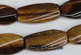 CTW103 15.5 inches 15*30mm twisted rectangle tiger eye beads