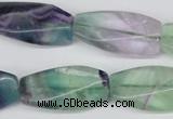 CTW121 15.5 inches 15*30mm twisted rectangle fluorite gemstone beads