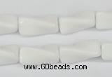 CTW127 15.5 inches 9*20mm twisted trihedron white agate beads