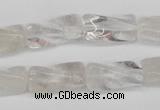 CTW137 15.5 inches 9*20mm twisted trihedron white crystal beads