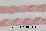 CTW148 15.5 inches 8*11mm twisted rice rose quartz beads