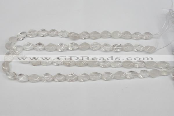 CTW153 15.5 inches 8*15mm twisted rice white crystal beads