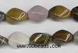 CTW159 15.5 inches 10*15mm twisted rice ocean agate gemstone beads