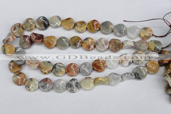 CTW16 15.5 inches 16mm twisted coin crazy lace agate beads wholesale