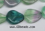 CTW167 15.5 inches 18*22mm twisted teardrop fluorite gemstone beads