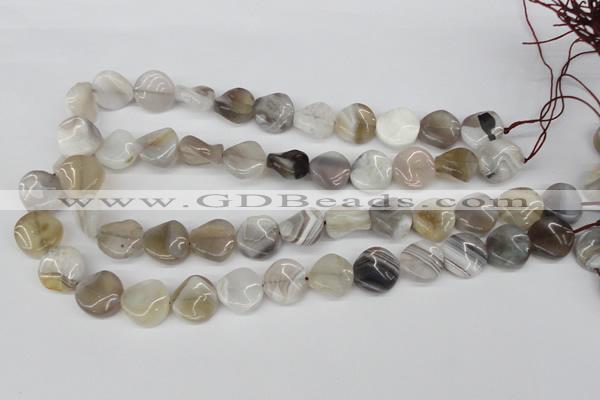 CTW25 15.5 inches 16mm twisted coin botswana agate beads wholesale