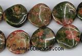 CTW26 15.5 inches 16mm twisted coin unakite gemstone beads wholesale