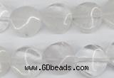 CTW29 15.5 inches 16mm twisted coin white crystal beads wholesale