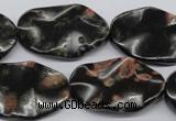 CTW304 15.5 inches 18*25mm wavy oval red & green dalmation jasper beads