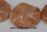 CTW312 15.5 inches 28*32mm wavy oval pink aventurine jade beads