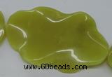 CTW315 15.5 inches 40*60mm wavy oval olive jade gemstone beads