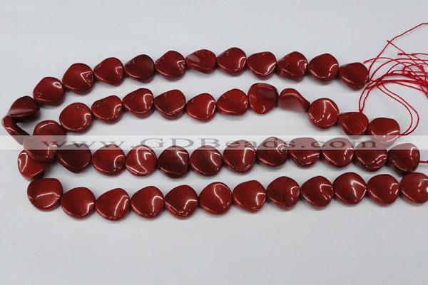 CTW32 15.5 inches 16mm twisted coin red jasper beads wholesale