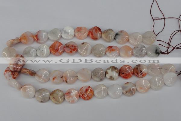 CTW33 15.5 inches 16mm twisted coin agate gemstone beads wholesale