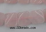 CTW350 15.5 inches 16*16mm twisted square rose quartz beads