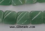 CTW354 15.5 inches 16*16mm twisted square green aventurine beads