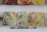 CTW358 15.5 inches 16*16mm twisted square crazy lace agate beads