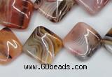 CTW37 15.5 inches 15*15mm twisted diamond agate gemstone beads