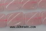 CTW371 15.5 inches 15*20mm twisted rectangle rose quartz beads