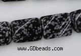 CTW379 15.5 inches 15*20mm twisted rectangle snowflake obsidian beads