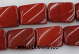 CTW382 15.5 inches 15*20mm twisted rectangle red jasper beads