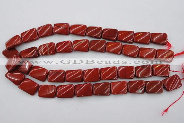 CTW382 15.5 inches 15*20mm twisted rectangle red jasper beads