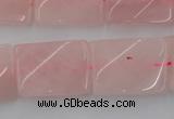 CTW391 15.5 inches 18*25mm twisted rectangle rose quartz beads