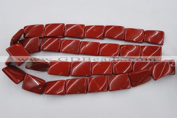 CTW399 15.5 inches 18*25mm twisted rectangle red jasper beads