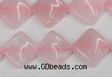 CTW48 15.5 inches 15*15mm twisted diamond rose quartz beads