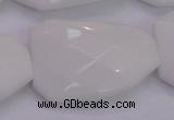 CTW515 15.5 inches 30*40mm faceted & twisted white porcelain beads