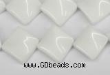 CTW57 15.5 inches 15*15mm twisted diamond white agate beads