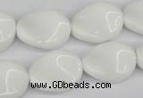 CTW76 15.5 inches 15*20mm twisted oval white agate gemstone beads