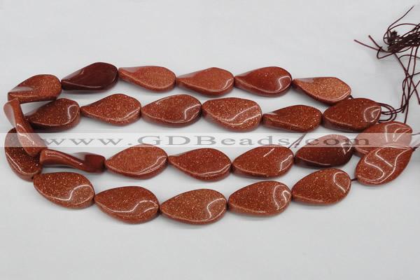 CTW94 15.5 inches 18*30mm twisted oval goldstone gemstone beads