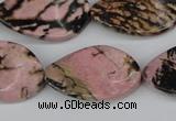 CTW95 15.5 inches 18*30mm twisted oval rhodonite gemstone beads