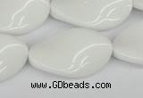 CTW99 15.5 inches 18*30mm twisted oval white agate gemstone beads