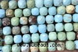 CUBE212 15 inches 8mm faceted cube turquoise gemstone beads