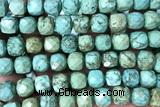 CUBE215 15 inches 10mm faceted cube turquoise gemstone beads