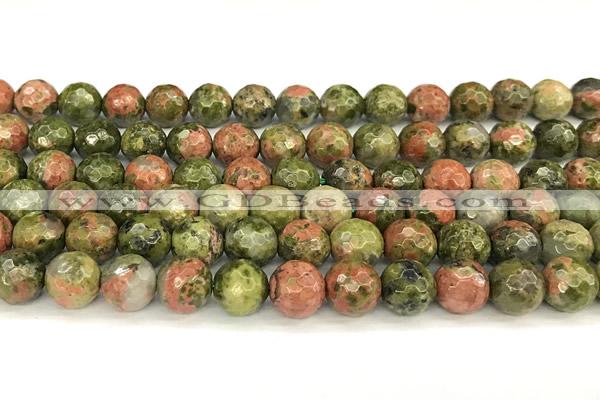 CUG195 15 inches 6mm faceted round unakite beads wholesale