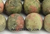 CUG209 15 inches 12mm round matte unakite beads