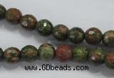 CUG300 15.5 inches 4mm faceted round unakite gemstone beads