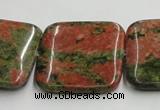 CUG51 16 inches 30*30mm square natural unakite gemstone beads wholesale