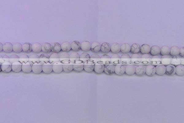 CWB225 15.5 inches 14mm round matte white howlite beads