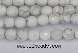 CWB230 15.5 inches 4mm faceted round white howlite beads