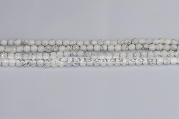 CWB230 15.5 inches 4mm faceted round white howlite beads