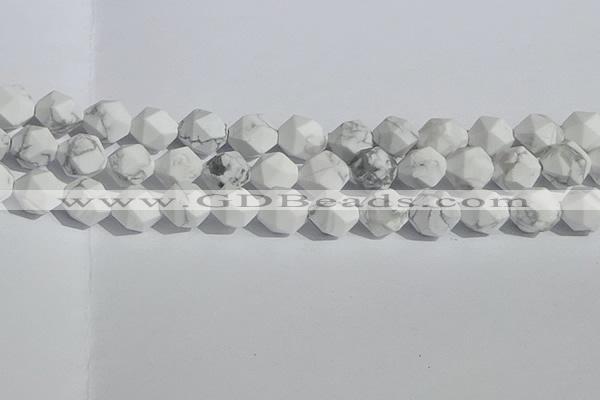 CWB247 15.5 inches 12mm faceted nuggets matte white howlite beads