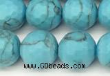 CWB261 15 inches 8mm faceted round howlite turquoise beads