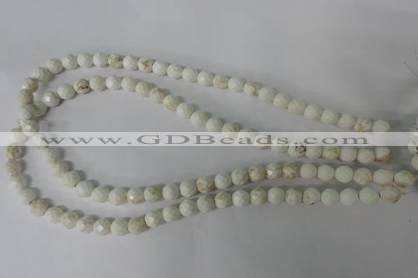 CWB300 15.5 inches 4mm faceted round howlite turquoise beads