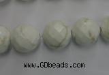 CWB305 15.5 inches 14mm faceted round howlite turquoise beads