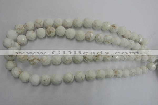 CWB305 15.5 inches 14mm faceted round howlite turquoise beads