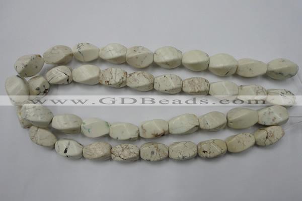 CWB340 15.5 inches 12*20mm twisted rice howlite turquoise beads